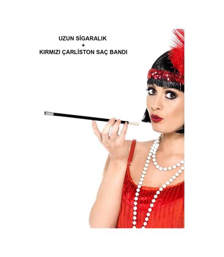 Diğer 131850241 1920&amp 39 Ler 1990&amp 39 Lar Gatsby Kadın Aksesuar Seti Kırmızı Charleston Bandı Ve - Huvj-764387 Standart