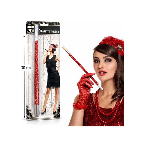 Diğer 131850788 30 Cm Kırmızı Payetli Sigara Tutacağı 1920 Ler Gatsby Parti Aksesuarı - Huvj-763321 Standart
