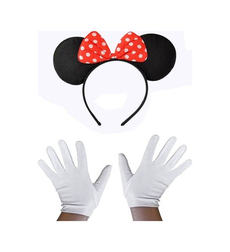 Diğer 131853190 Kırmızı Fiyonklu Minnie Mouse Tacı Ve Beyaz Eldiven Seti - Huvj-752833 Standart