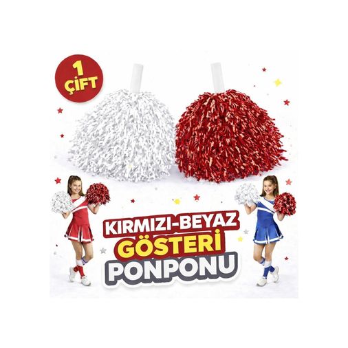 Diğer 131853805 1 Çift 2 Adet Kırmızı-Beyaz Renk 23 Nisan 19 Mayıs 29 Ekim Okul Gösteri Ponponları Eks - Huvj-749697 Standart