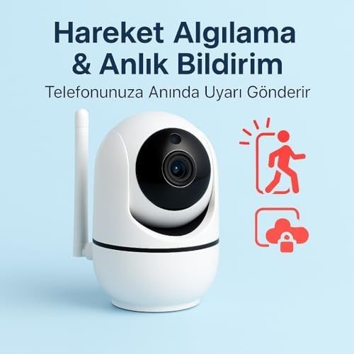 Diğer 131941450 Wifi Akıllı Güvenlik Kamerası 360 Görüş Hareket Algılama & Anlık Bildirim Gece Görüşü 7/24 Uzaktan İzleme & Bulut Depolama Destekli