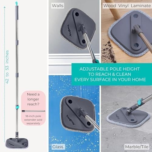 Diğer 142783243753020140557466 & Clean Paspas Ve Kova Sistemi, Kare Döndürmeli Paspas, Çift Bölmeli Paspas Kovası Ve 2 Kalın Makinede Yıkanabilir Paspas Pedleri Spin Mop İçerir Açık Gri