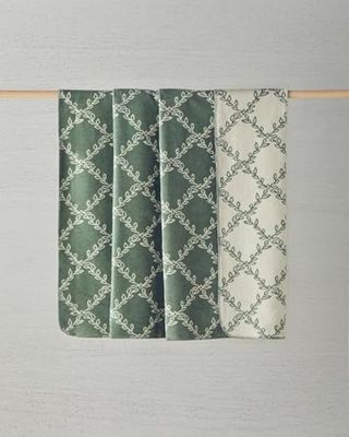Diğer 142783243837500140557466 Ivy Trellis Pamuklu Size Battaniye 220X240 Cm Yeşil Açık Bej