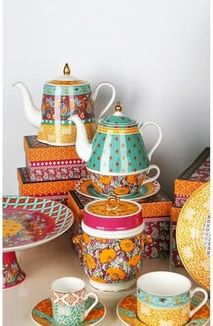 Diğer 142783243839780140557466 Art Eliana Tek Kişilik Demlik & Fincan Set Açık Gri