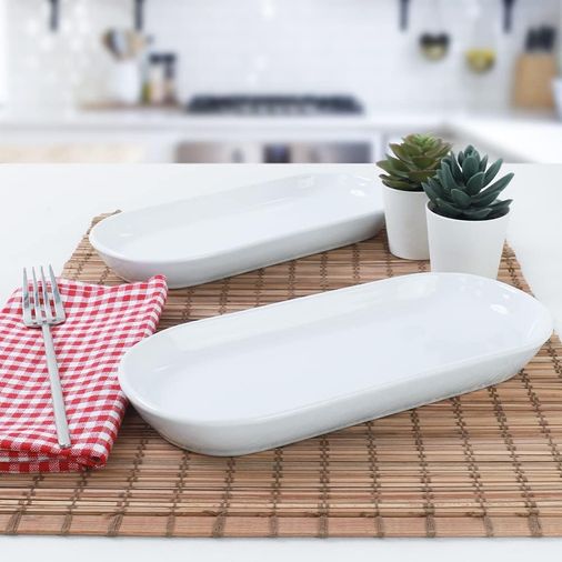 Diğer 142783243843930140557466 Beyaz Noyan Kayık Tabak 2 Adet 26 Cm Açık