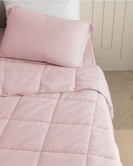 Diğer 142783243853890140557466 İlus Bambu Tek Kişilik Comforter Set, Pudra, 160 X 220 Açık Altın
