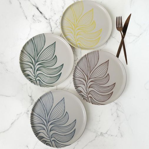 Diğer 142783243881670140557466 Leaf Harmony Nordıc Pasta Tabağı 22 Cm 4 Adet / 22974-77 Açık