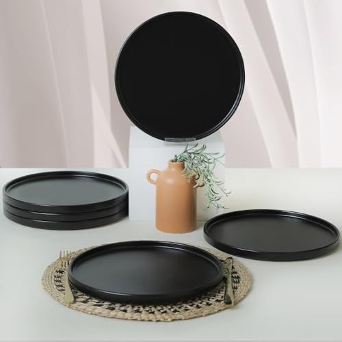 Diğer 142783243894630140557466 Mat Siyah Stackable Servis Tabağı 27 Cm 6 Adet 956 Açık