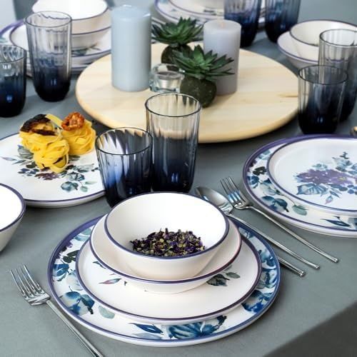 Diğer 142783243895360140557466 Purple Flower Yemek Takımı 24 Parça 6 Kişilik Açık