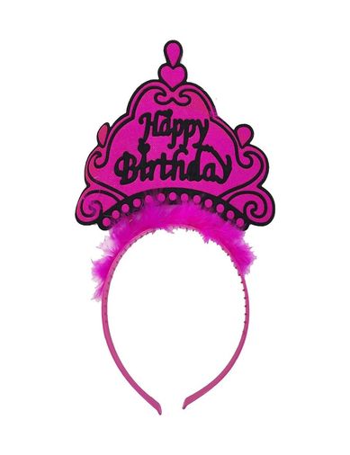 Diğer 47414288970 Happy Birthday Neon Fuşya Renk Doğum Günü Tacı 24X15 Cm