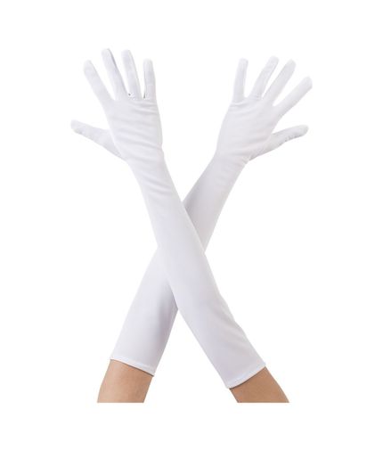 Diğer 47414728540 Beyaz Renk Dirseğe Kadar Uzun Kumaş Eldiven 40 Cm