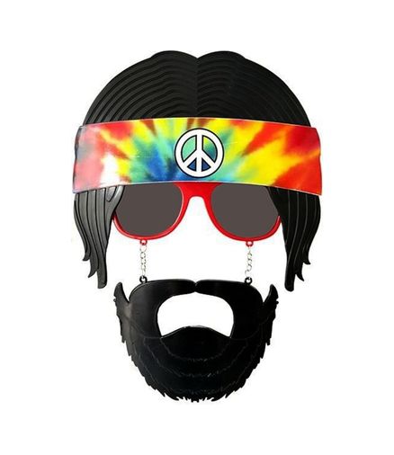 Diğer 474189Gosa4554 Siyah Saçlı Bandana Tasarımlı Hippi Parti Gözlüğü 26X18 Cm