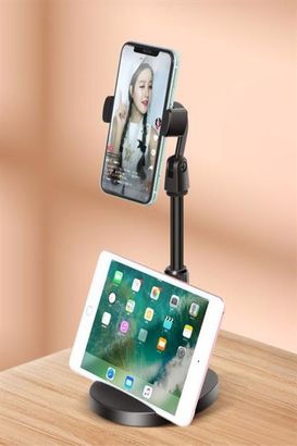 Diğer 474189ZO04YT0869 Masa Üstü Tablet Ve Telefon Tutucu Plastik Aparat Siyah Telefon Standı