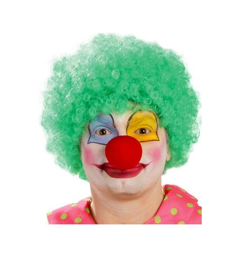 Diğer 47419086410 Yeşil Renk Kıvırcık Afro Bonus Peruk Takma Saç Ve Kırmızı Burun Seti