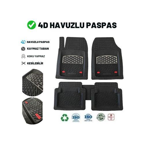 Diğer 49918618 Renault Megane 1 Sedan 2003 4D Havuzlu Üniversal Yeni Nesil Pro Paspas Siyah - Gri