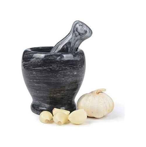 Diğer 562741420672 Doğal Cilalı Mermer Havan Ahşap - Gri