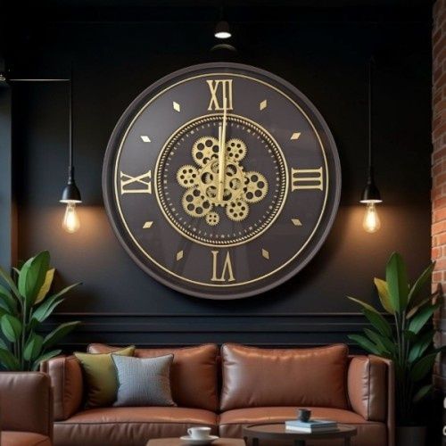 Diğer 562741437295 Çarklı Duvar Saati 55 Cm Altın  -  Gül