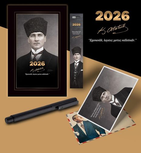Diğer 57855210120346680184975 2026 Kalpaklı Atatürk Ajandası Ayraç Kartpostal Kalem - Siyah 103 Ivory