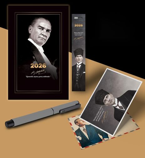 Diğer 57855210120378680184975 2026 Gazi Paşa Atatürk Ajandası Ayraç Kartpostal Kalem - Gri 103 Ivory