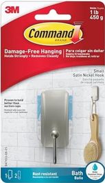 Diğer 57855210121768380184975 Command Bath33-Sn-Es Banyo Kancaları, 1 Paket, Saten Nikel 100