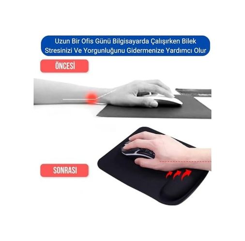 Diğer 57855210123581580184975 Ergoplus Bilek Destekli Mouse Pad Ergonomik Mousepad Kaymaz Taban Bilek Koruyucu, Ofis Oyun Bilgisayar Mouse Altlığı Siyah