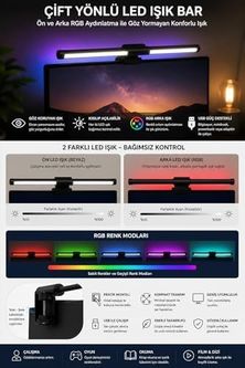 Diğer 57855210124222780184975 Neo Vista Dokunmatik Monitör Üstü Led Aydınlatma Rgb Ambiyans & 3 Renk Işık Ayarlanabilir