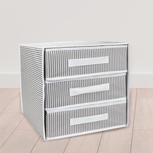 Diğer 57855210125140380184975 Katlanabilir Üç Çekmeceli Dolap Düzenleyici Çamaşır Organizeri Takı Kutusu Gardrob Kumaş Düzenleyici 32X32X32Cm 1 Açık Gri