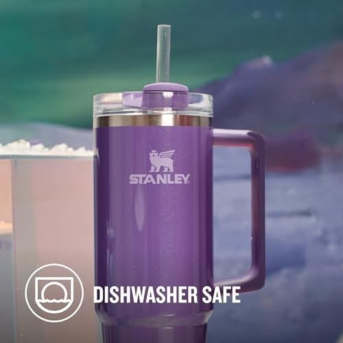 Diğer 57855210125842080184975 Quencher Pipetli Termos Bardak, 1.18 Litre, Parlak Mor Dahlia Shimmer Açık Beyaz