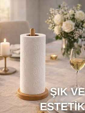Diğer 57855210125846880184975 Tezgah Üstü Ahşap Kağıt Havluluk Dekoratif Peçetelik Kaymaz Dik Rulo Havluluk Şık Modern Tasarım 4 Renk