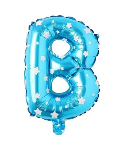 Diğer 57855210127812380184975 B Harfi 16 İnç Mavi Yıldızlı Renk Folyo Balon 36 Cm Mavi 256