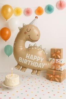 Diğer 57855210128283580184975 Retro Sevimli Dinazor Happy Birthday Yazılı Folyo Balon 256