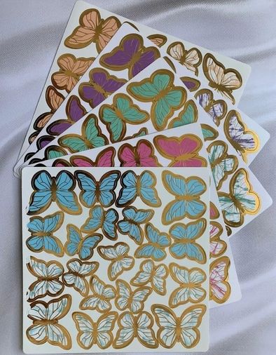 Diğer 57855210128310580184975 Renkli Gold Varaklı Kelebek Pasta Dekor Süs 42 Adet Açık Bej