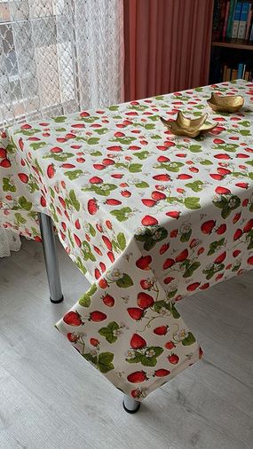 Diğer 57855210131799980184975 Dertsiz Masa Örtüsü Duck Keten 150 X 180 Cm Çilek Acı Kahverengi 01 X 01