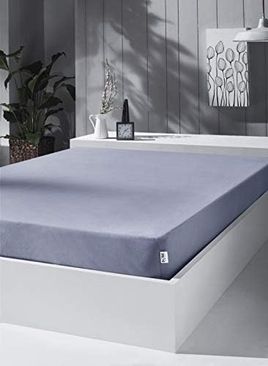 Diğer 57855210131912480184975 Örme Penye Lastikli Çarşaf, Battal Çift Kişilik, Açık Gri, Pamuk-Elastan 230G/m2 Abanoz