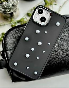 Diğer 57855210132365680184975 Iphone 14 Plus - 15 Plus Uyumlu Pearl Tasarımlı Oyuncaklı Silikon Kılıf - Siyahpearl 50 X 22