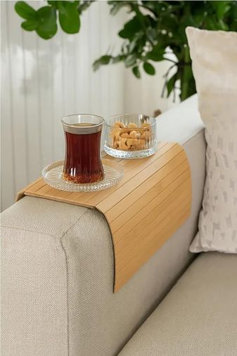 Diğer 57858324438905899283959 Katlanabilir Bambu Kolçak Tepsi Portatif Koltuk Kolu Sehpa Çekyat Yan Kol Tepsisi Abanoz