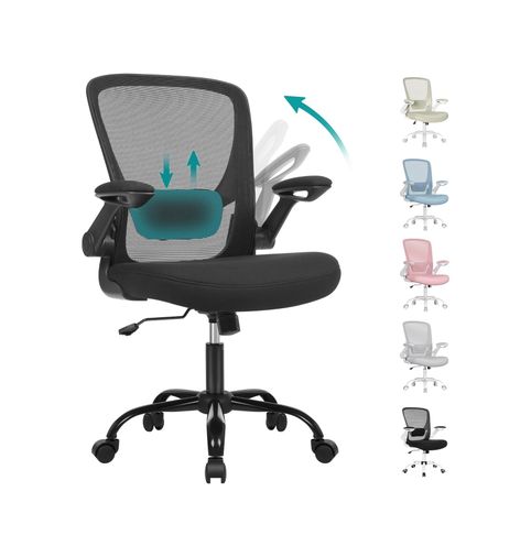 Diğer 57858324439287599283959 Ofis Koltuğu, Masa Sandalyesi, File Kaplamalı Döner Sandalye, Ergonomik, Yastıklı Bel Desteği, Sallanma Fonksiyonu, 53 Cm Koltuk, Katlanır Kolçaklar, Siyah Obn37Bk Abanoz - Beyaz
