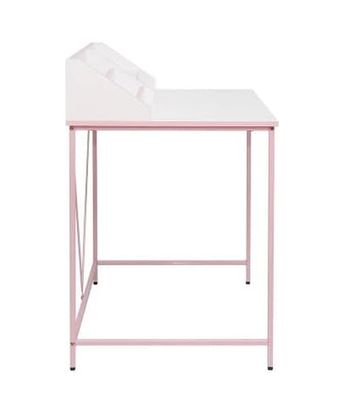 Diğer 57858324439584799283959 Retro Metal Ayaklı Bölmeli Çalışma Masası-Pembe/beyaz 90X75X50 Cm Abanoz - Beyaz