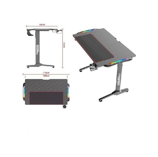 Diğer 57858324439754999283959 Twısted Mınds T Desıgn Tm-T-1060-Rgb Karbon Fiber E-Spor Oyuncu Masası Abanoz - Beyaz
