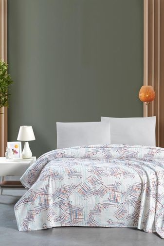 Diğer 57858324440424499283959 Karla Tek Kişilik Pike Yatak Örtüsü 170 X 230 Cm%100 Pamuk Geometrik Desenli Bej Açik Gri