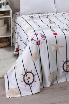 Diğer 57858324440535499283959 Battal Boy Desenli Pike 240X260 Cm Mavi Açik Gri