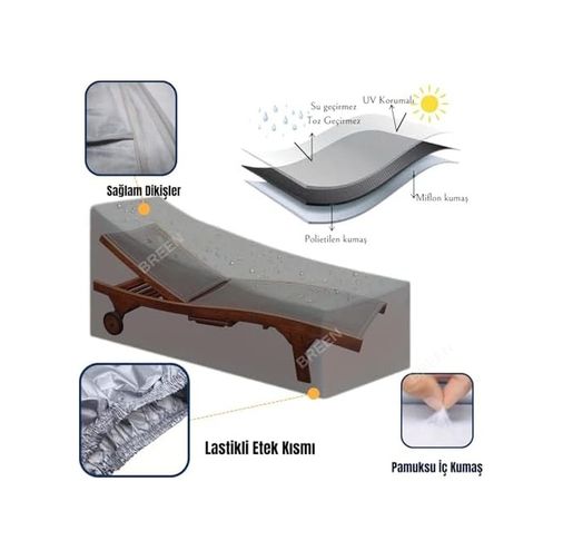 Diğer 57858324440899199283959 Şezlong Koruma Örtüsü, Şezlong Koruyucu Kılıf, Su Geçirmez, Güneşten Korur, Toz Ve Kir Önleyici Branda Gri Abanoz
