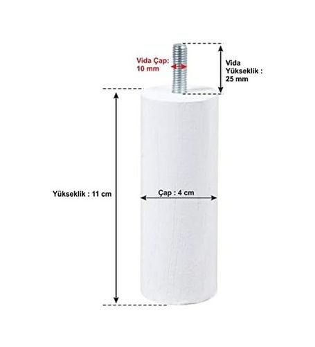 Diğer 57858324441232199283959 Ahşap Mobilya Koltuk Kanepe Ayağı Vida Çapı 10 Mm Beyaz 0.01