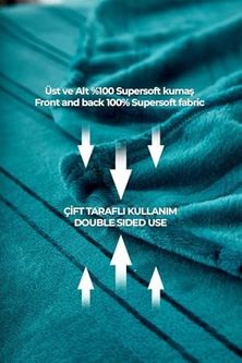 Diğer 57858324441289099283959 Yumuşak Çift Kişilik Battaniye 180X230 Cm Turkuaz Açık Bej