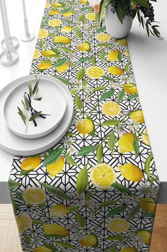 Diğer 57858324441581099283959 Pelangi Limon Desenli Leke Tutmaz Kumaş Salon Mutfak Masa Değişik Ranır Modelleri Sarı 40 X 140 Acı Kahverengi