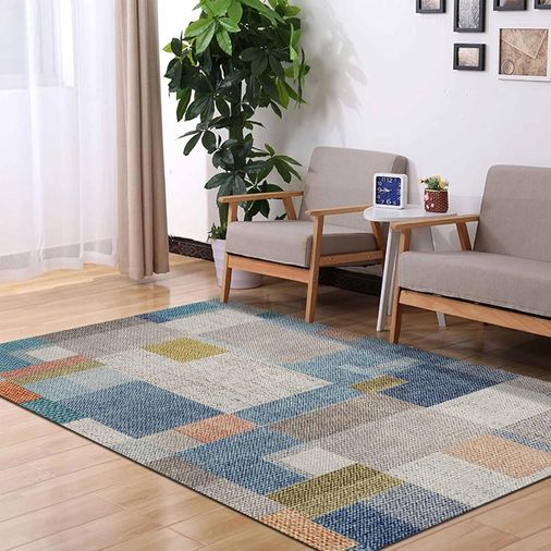 Diğer 57858324441794899283959 Dizayn Anelia Desenli Kadife Pamuk Tabanlı Yıkanabilen Kaydırmaz Antibakteriyel Salon Halısı 100X150 1