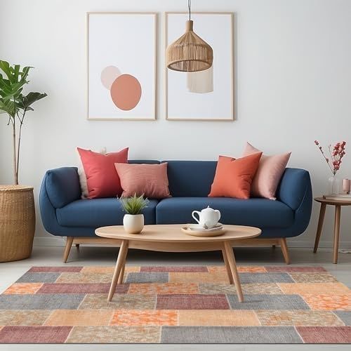 Diğer 57858324441798899283959 Asene Patchwork Şönil Kaymaz Doğal Pamuk Tabanlı Yıkanabilir Antibakteriyel Çevre Dostu Salon Halısı 100X150 1