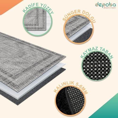 Diğer 57858324441803899283959 Sala Kadife Kaymaz Pamuk Tabanlı Yıkanabilir Antibakteriyel Salon Halısı 160X230 1