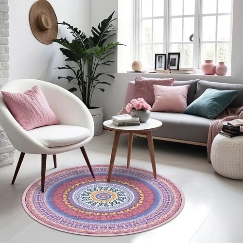 Diğer 57858324441804199283959 Yelva Kadife Kaymaz Pamuk Tabanlı Yıkanabilir Antibakteriyel Yuvarlak Salon Halısı 120X120 1