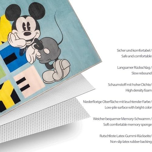 Diğer 57858324441806999283959 Taç Mouse Lisanslı Karakter Baskılı%100 Polyester Halı, Çok Renkli, 80X120 Cm 1